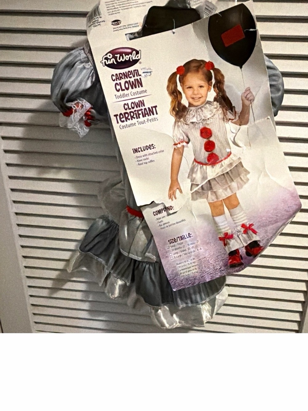 Fun World Toddler Gray Clown Costume with Red Accents